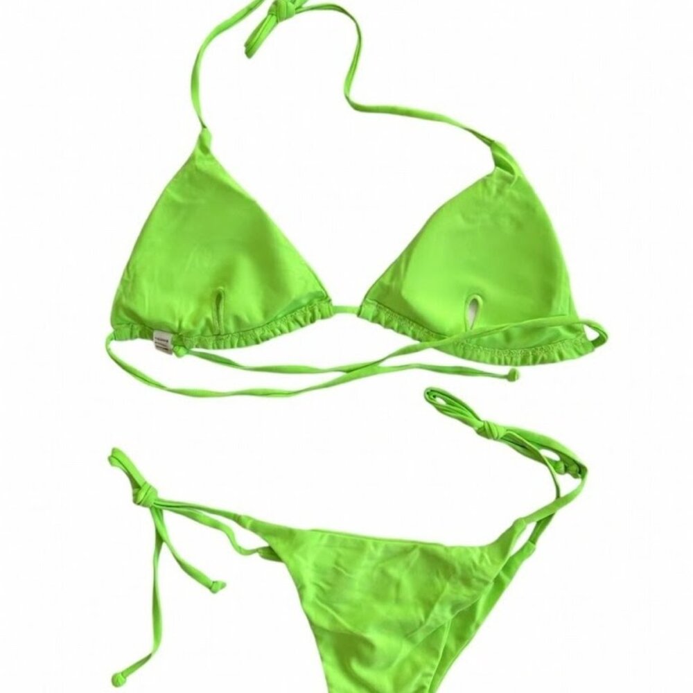 Neon Green Triangle Bikini Set - Size Medium - NWOT - Picture 3 of 5